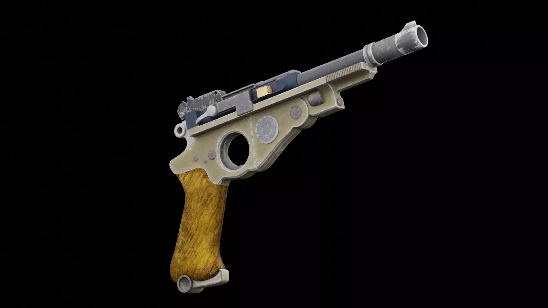 Stylized Vintage Blaster Pistol Low-poly 3D model