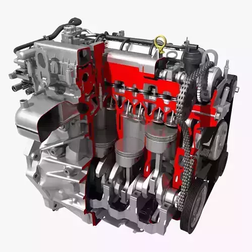 Car 4 Cylinder Engine Cutaway 3D model
