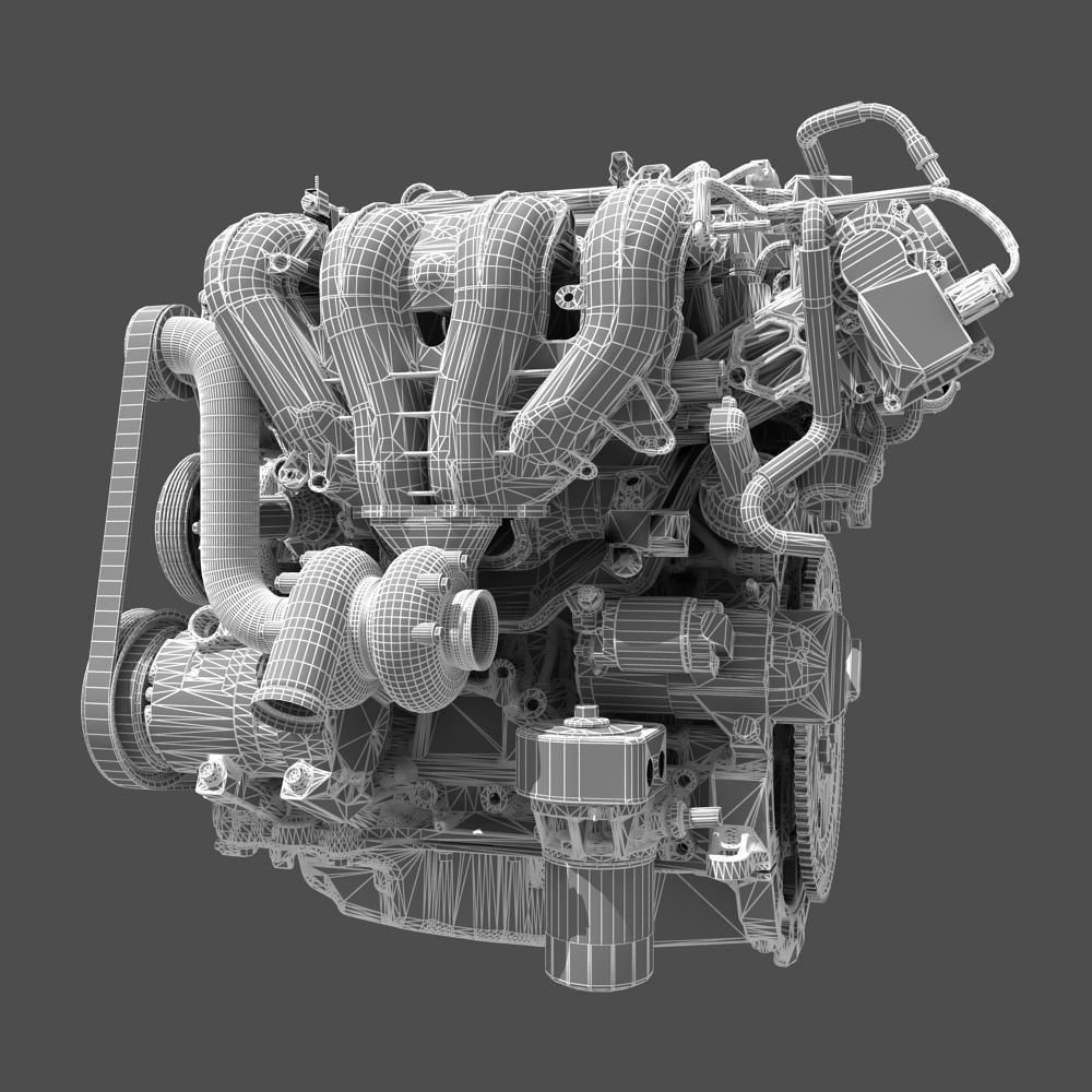 Car 4 Cylinder Engine Cutaway 3D model | CGTrader