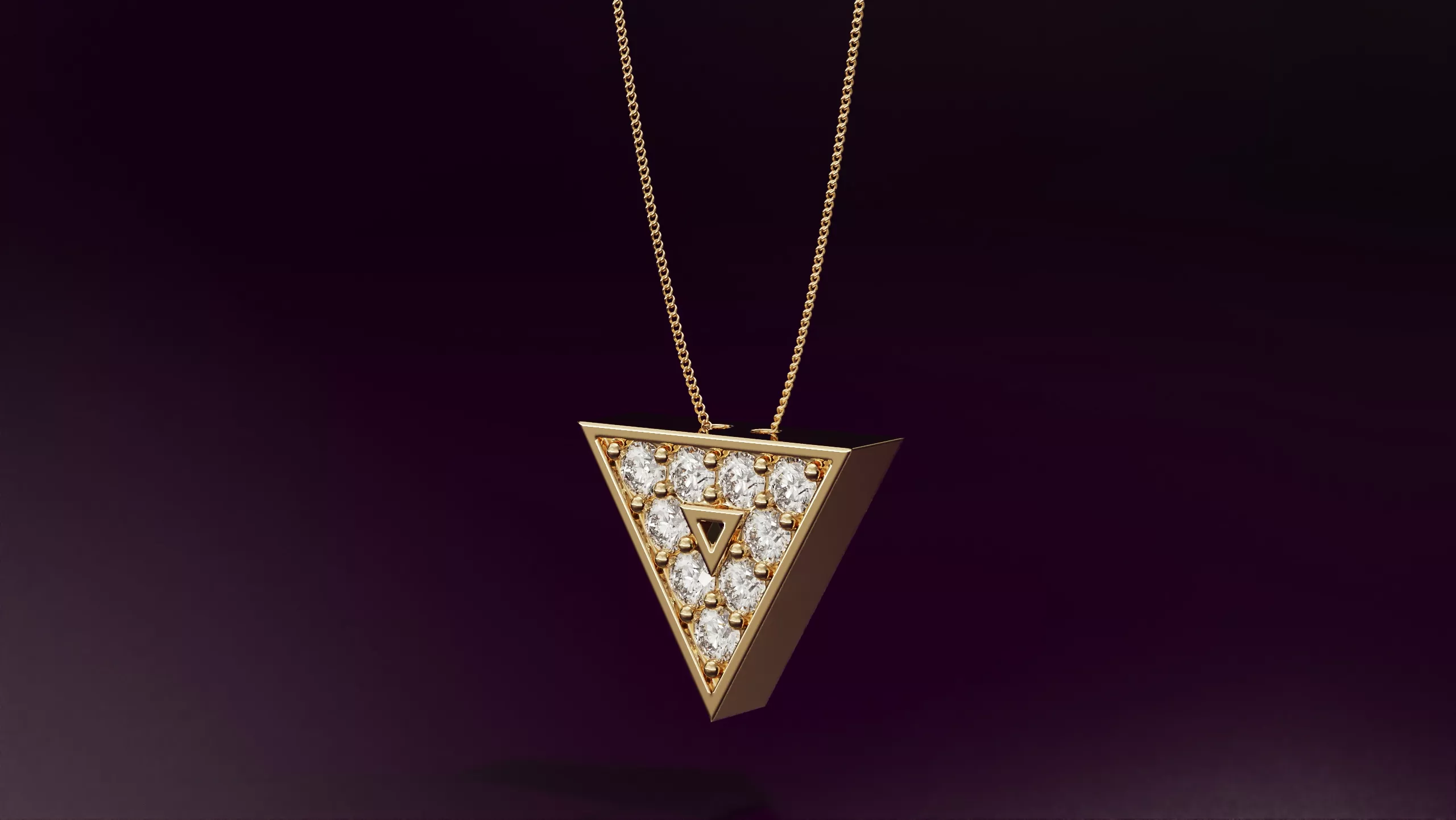 Triangle pendant with round diamonds 10mm 3D print model