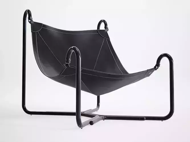 Baffo leather lounge chair on metal frame
