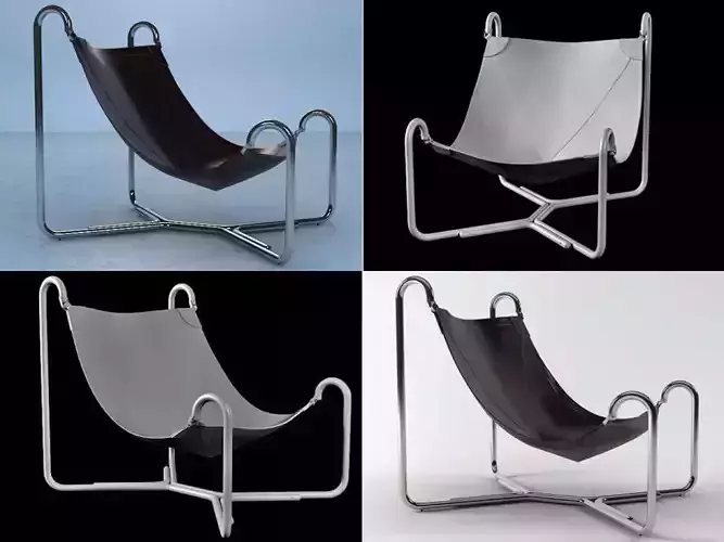 Baffo leather lounge chair on metal frame