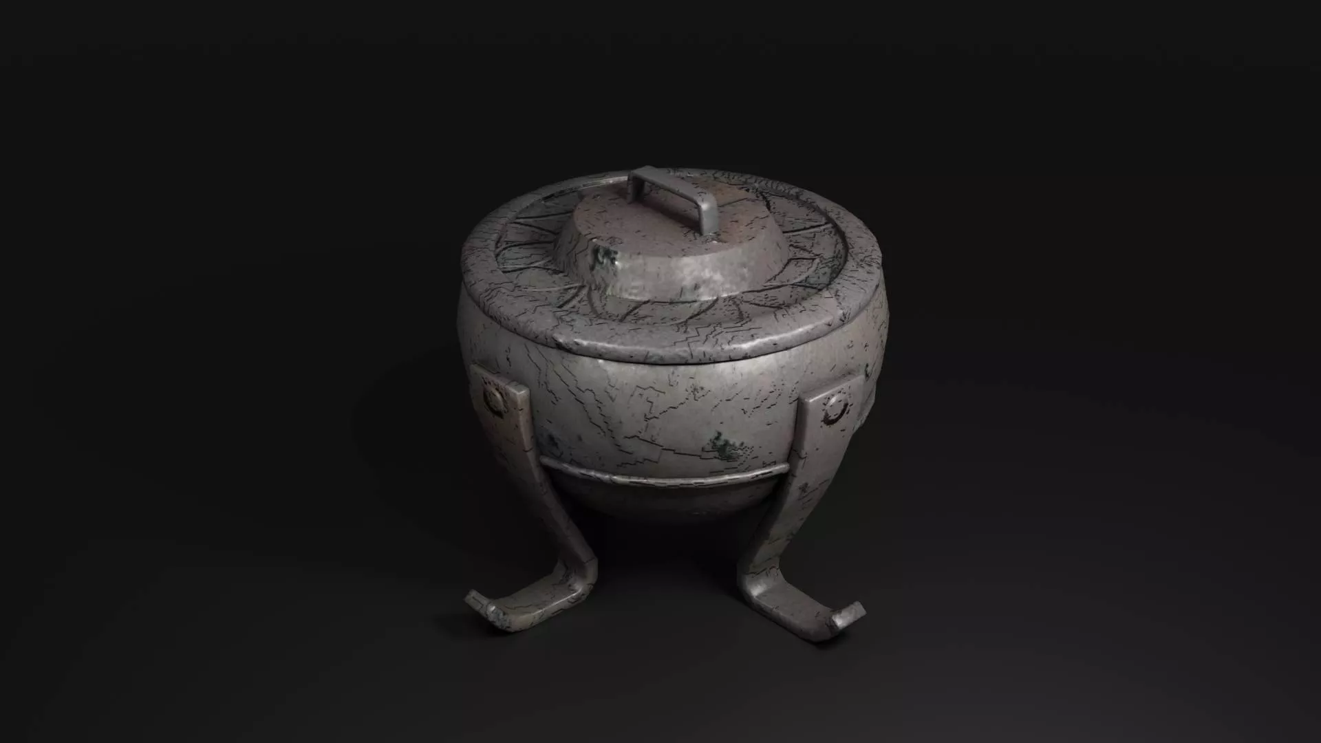 Metallic bowl-shaped container or brazier Free low-poly 3D model