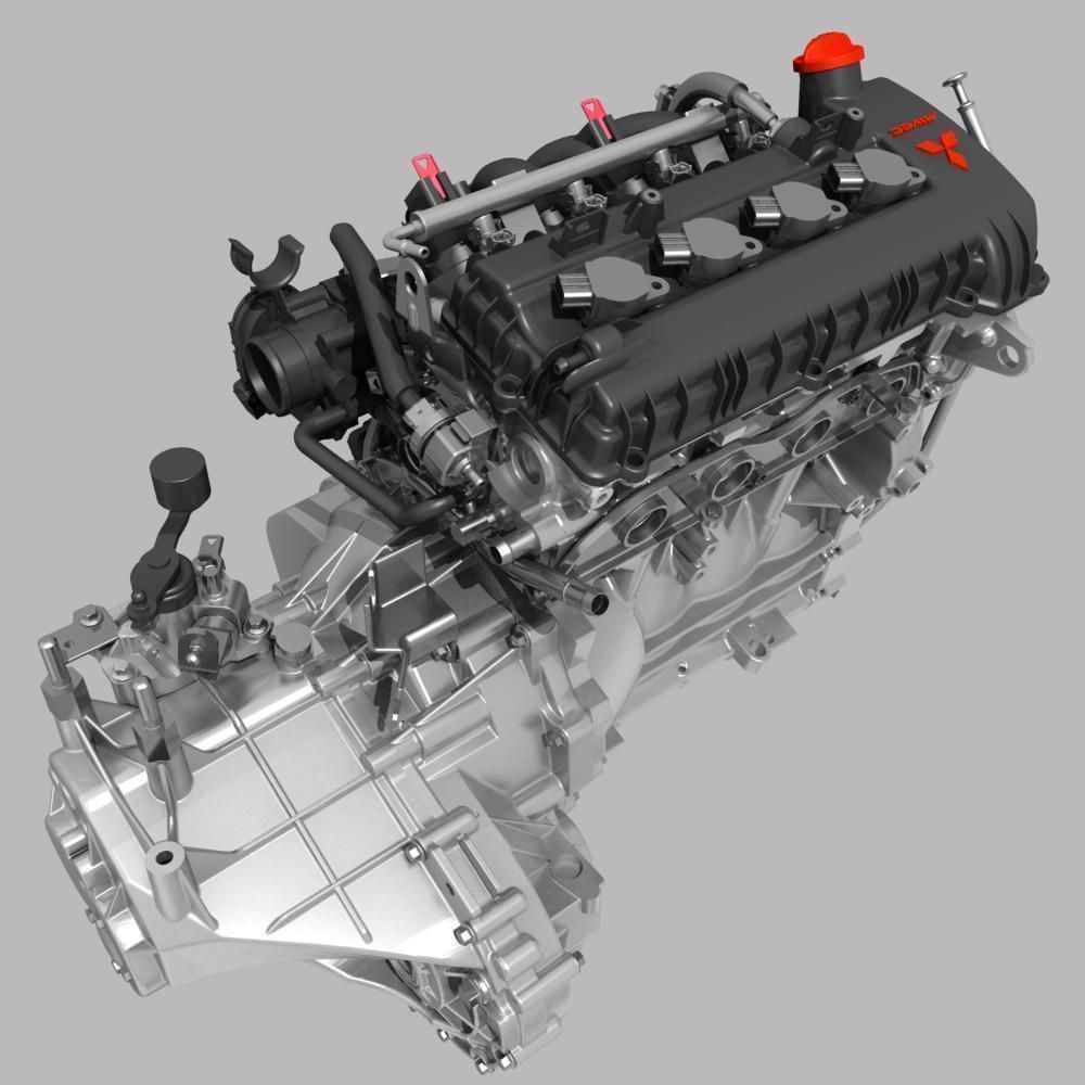 Engine with Transmission 3D model_4