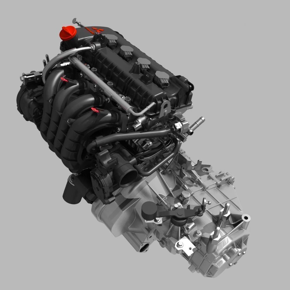 Engine with Transmission 3D model_1