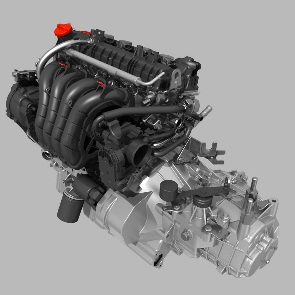 Engine with Transmission 3D model_2