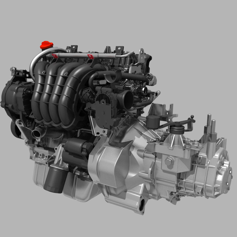 Engine with Transmission 3D model_3