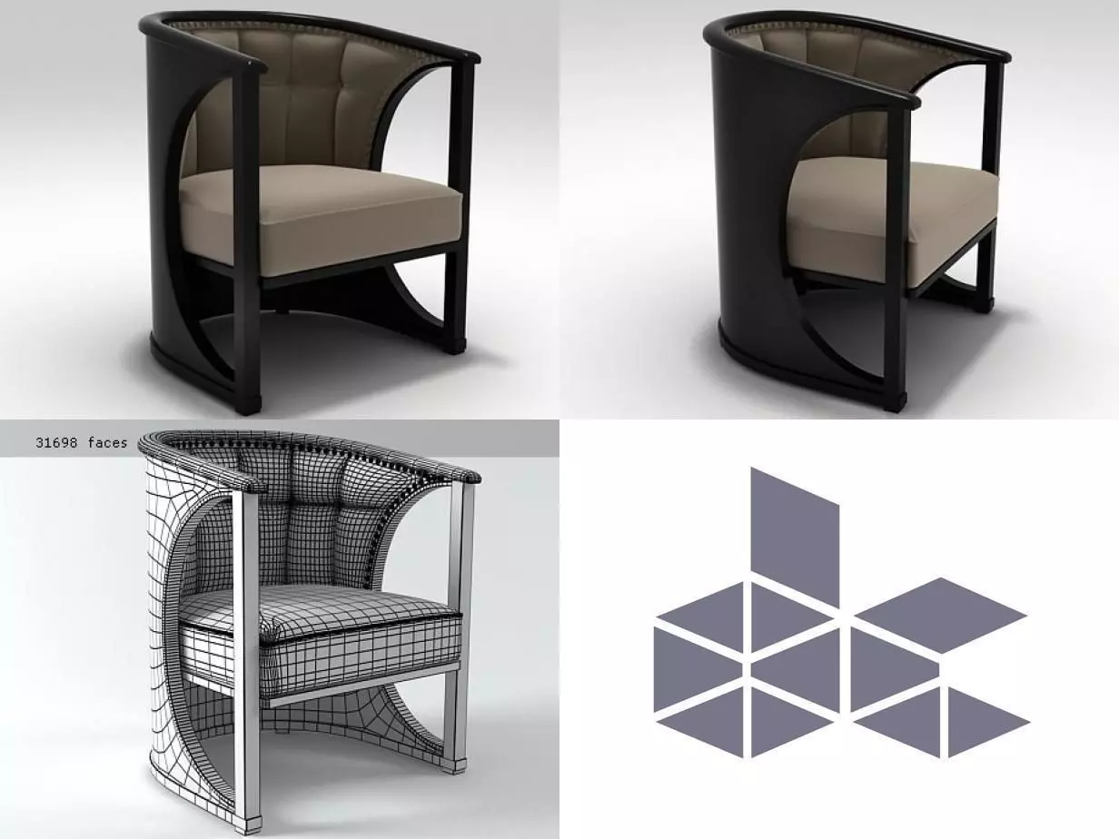 Hoffmann chair with geometric design 3D model_0