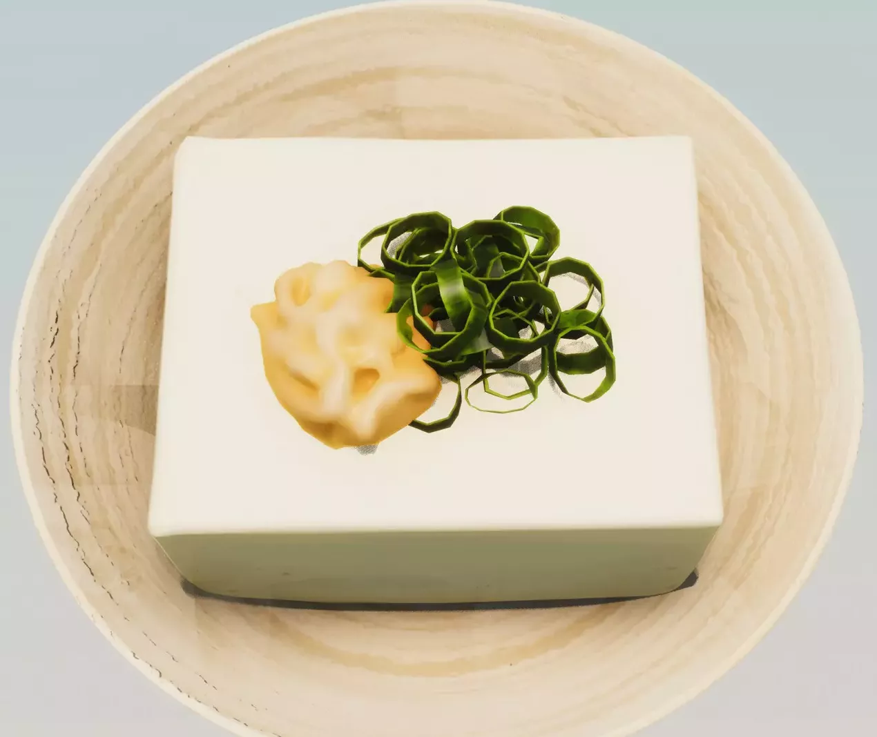 Japanese Tofu Hiyayakko Game Ready Food 3D Model Free low-poly 3D model