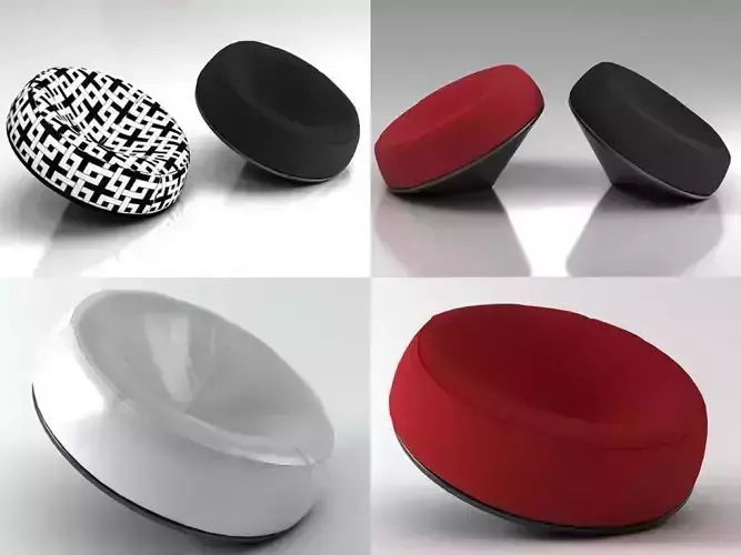 Spin four different chairs 3D model