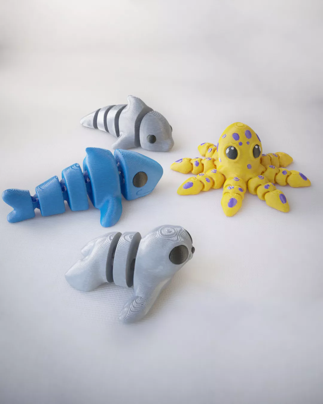 Articulated Sea Animals Fidget Toy Keychain 3D Print Model 3D print model