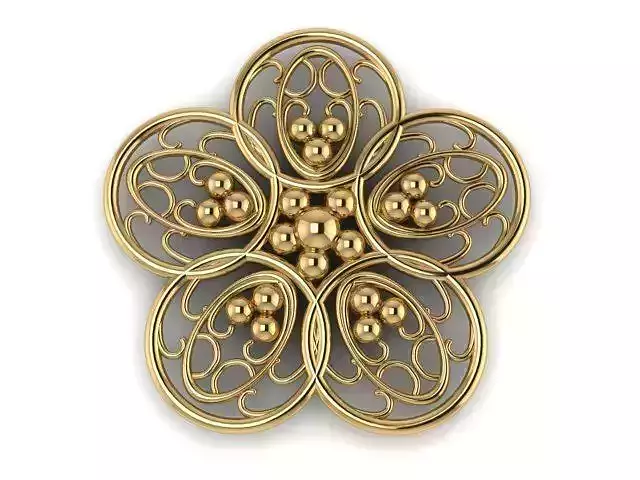 Pendant gold flower brooch 3D print model