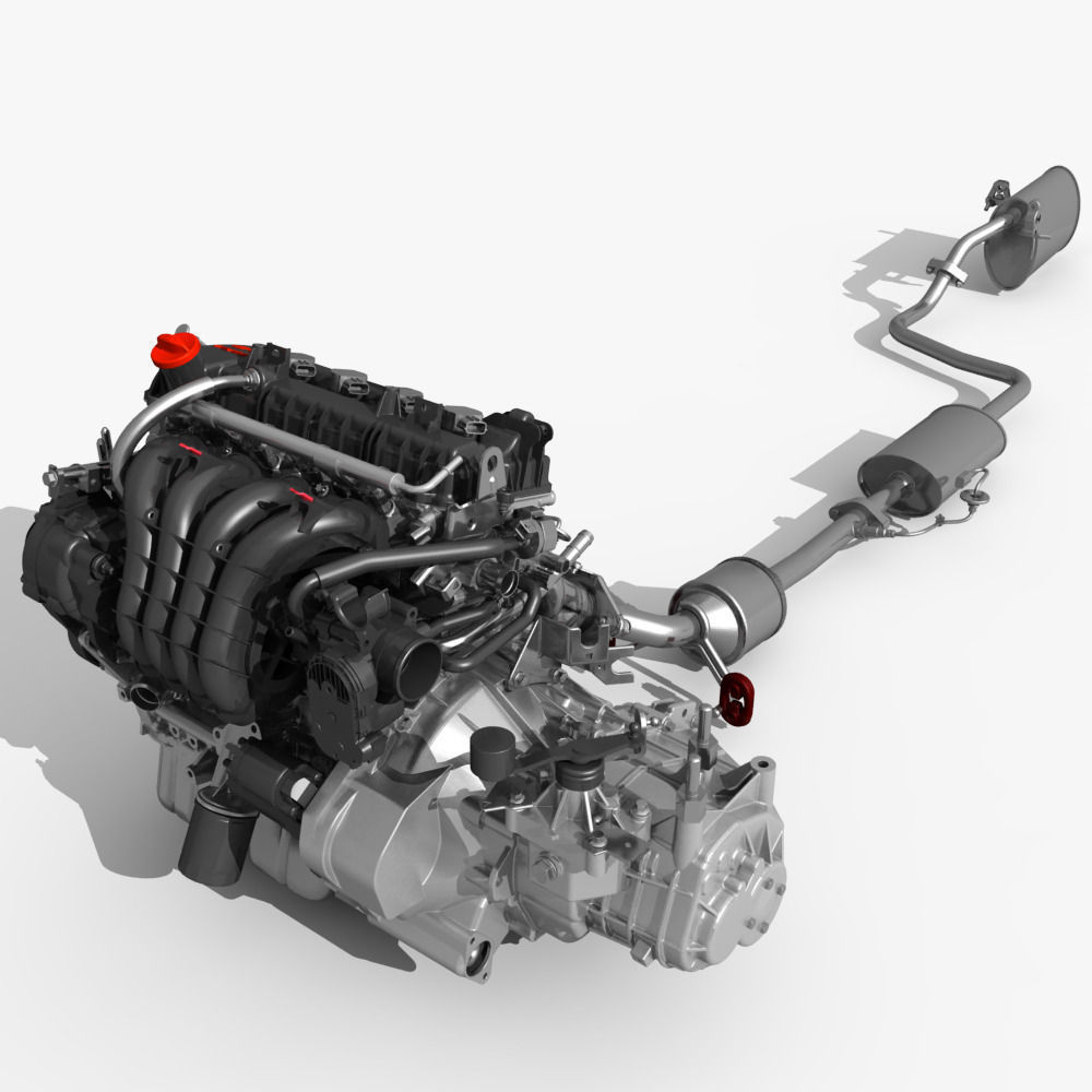Engine with Transmission Exhaust 3D model_2