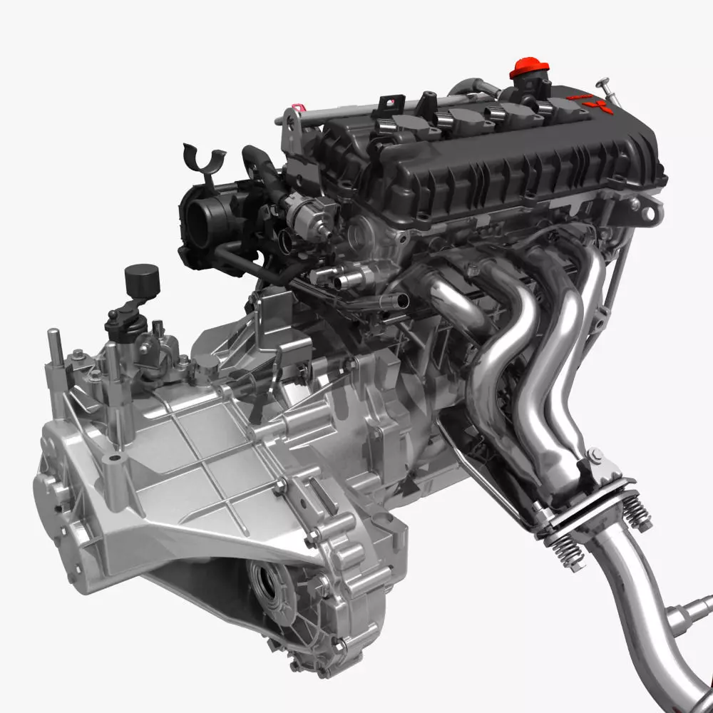 Engine with Transmission Exhaust 3D model_0