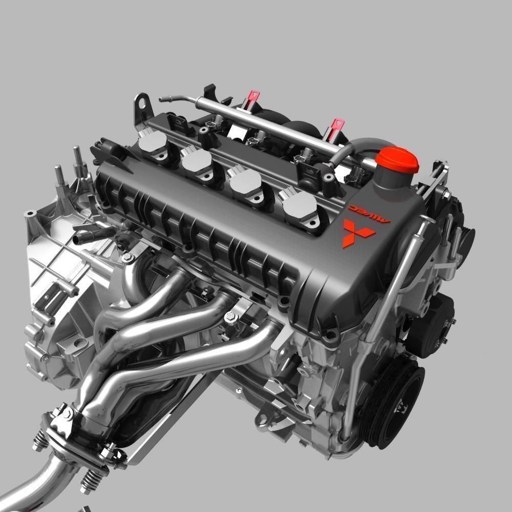 Engine with Transmission Exhaust 3D model_14