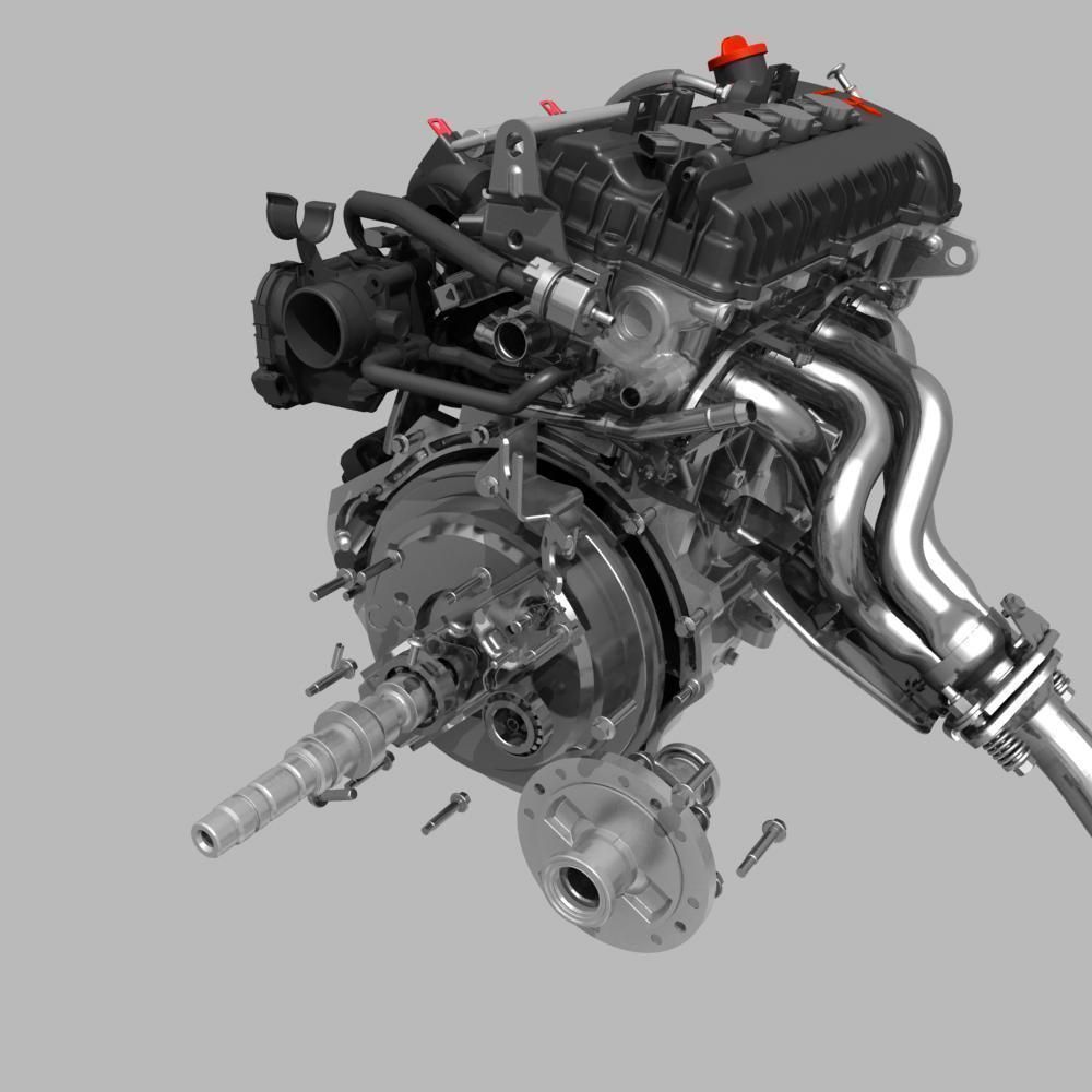 Engine with Transmission Exhaust 3D model_13