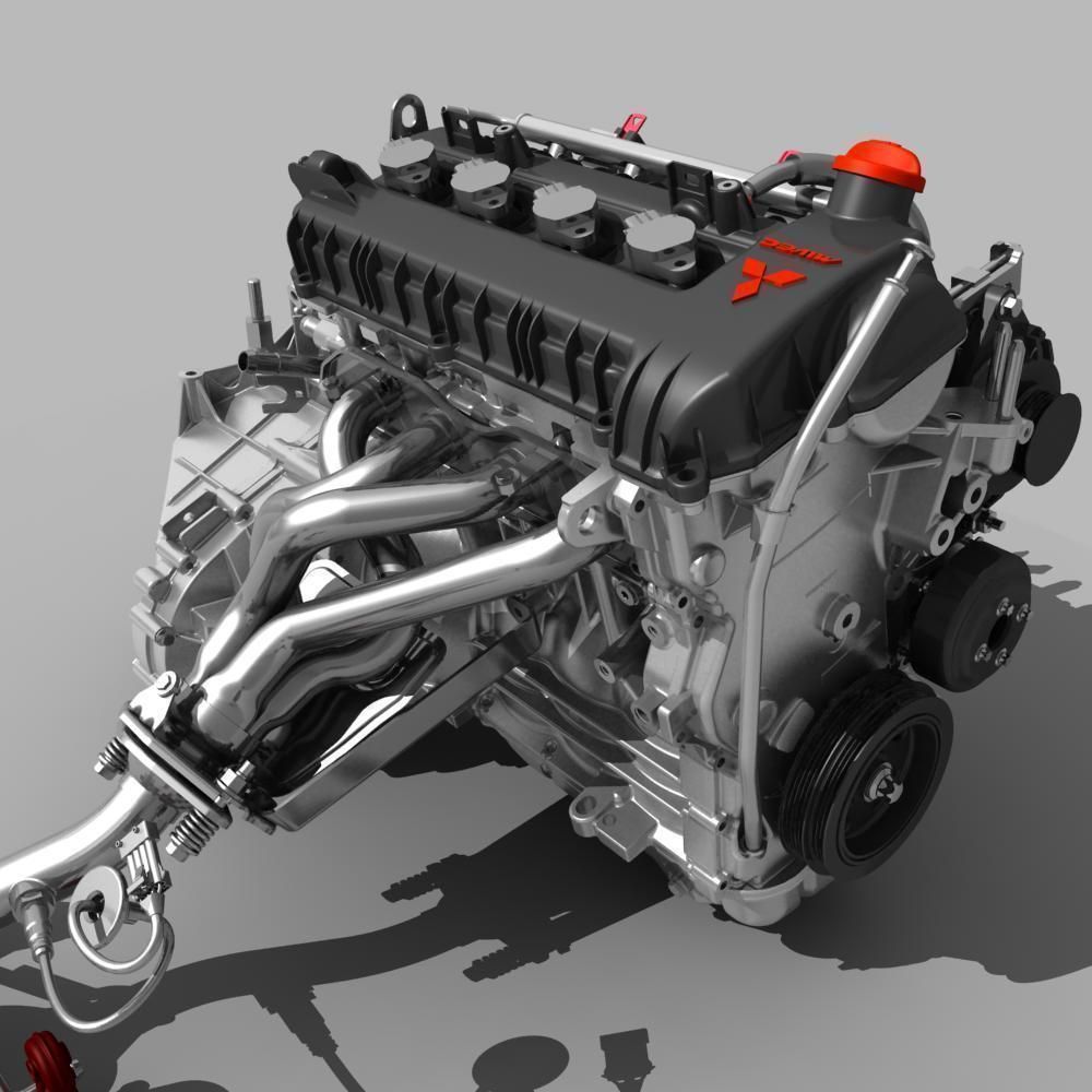 Engine with Transmission Exhaust 3D model_6