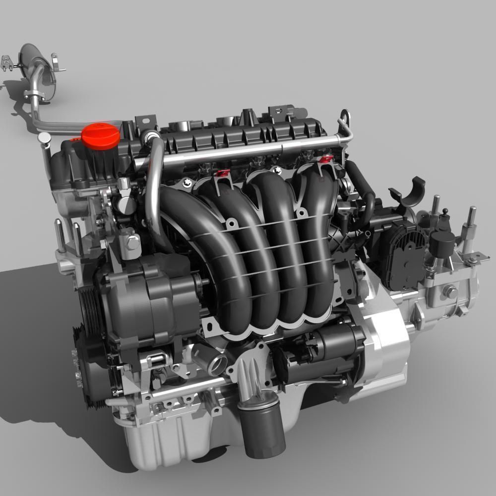 Engine with Transmission Exhaust 3D model_5