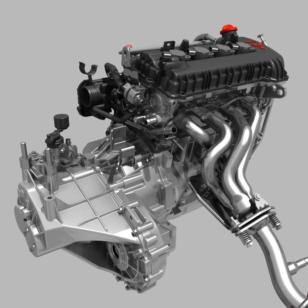 Engine with Transmission Exhaust 3D model_35