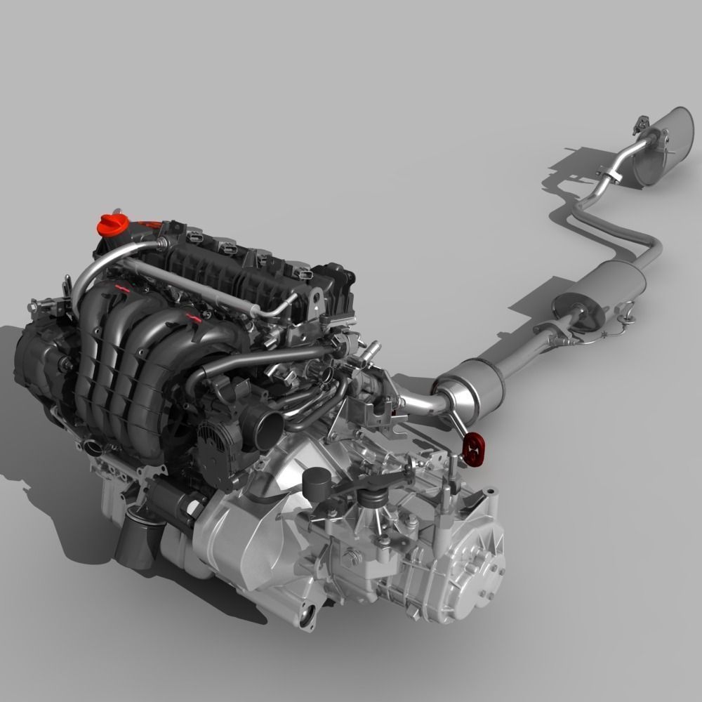 Engine with Transmission Exhaust 3D model_37