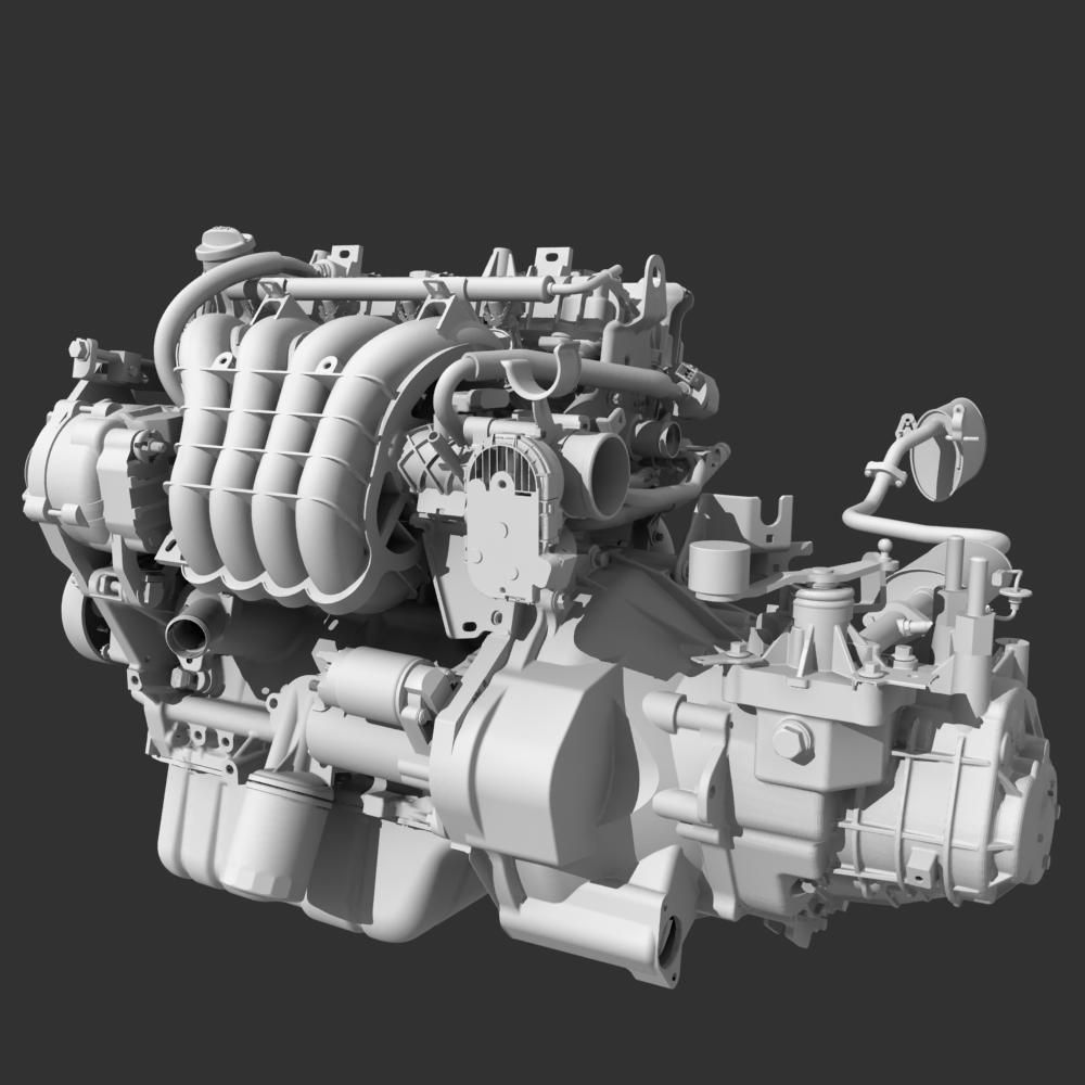 Engine with Transmission Exhaust 3D model_22