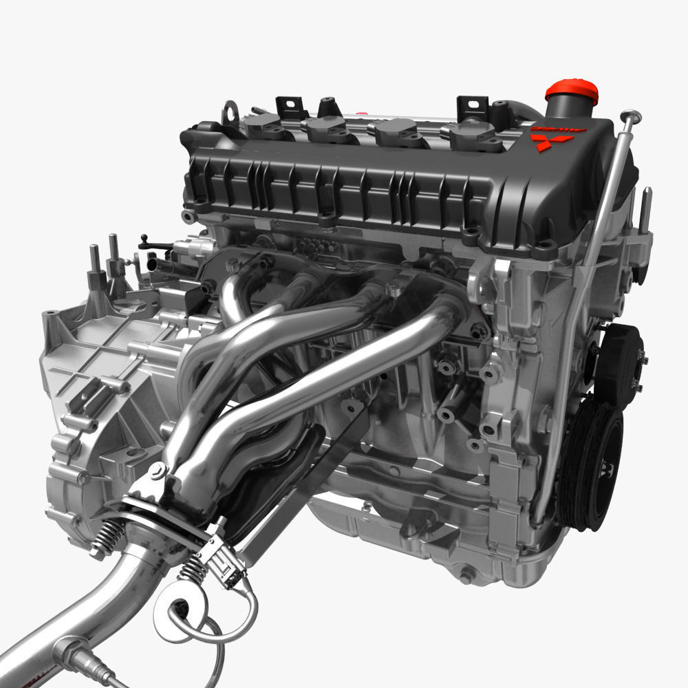 Engine with Transmission Exhaust 3D model_3