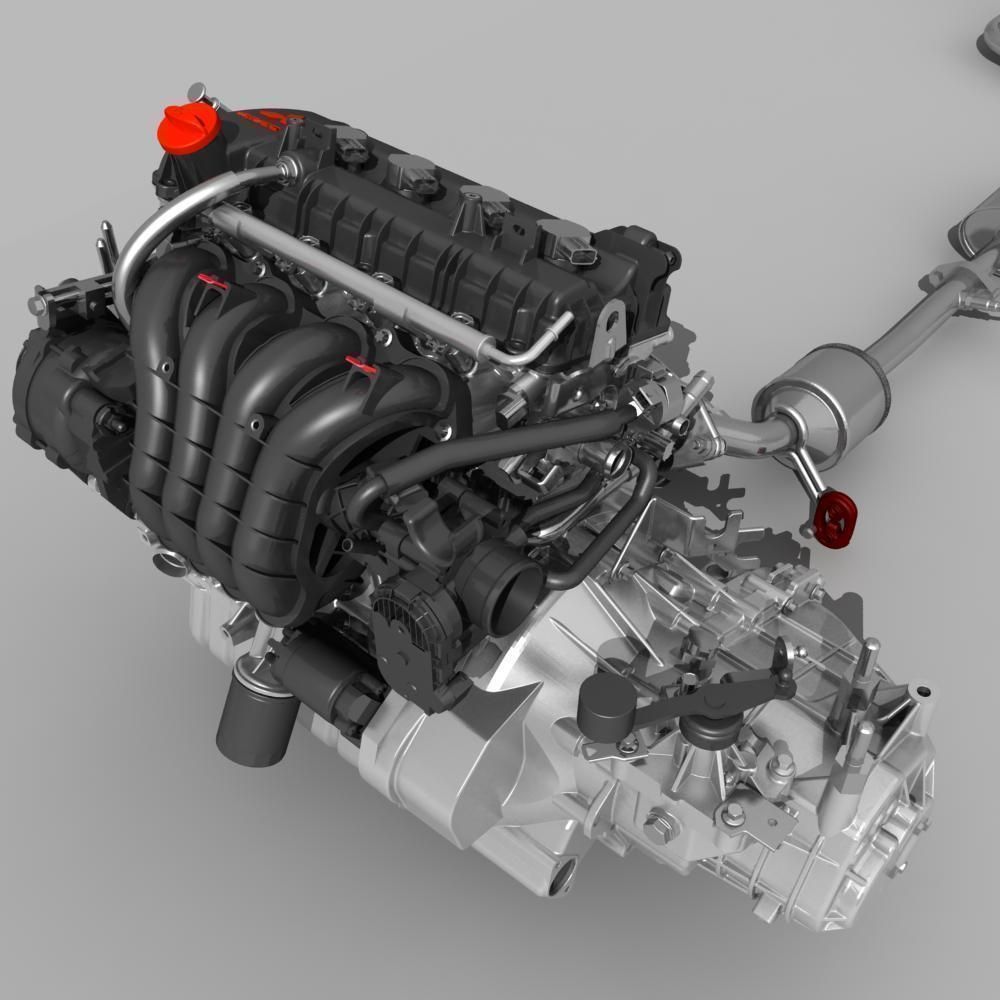 Engine with Transmission Exhaust 3D model_7