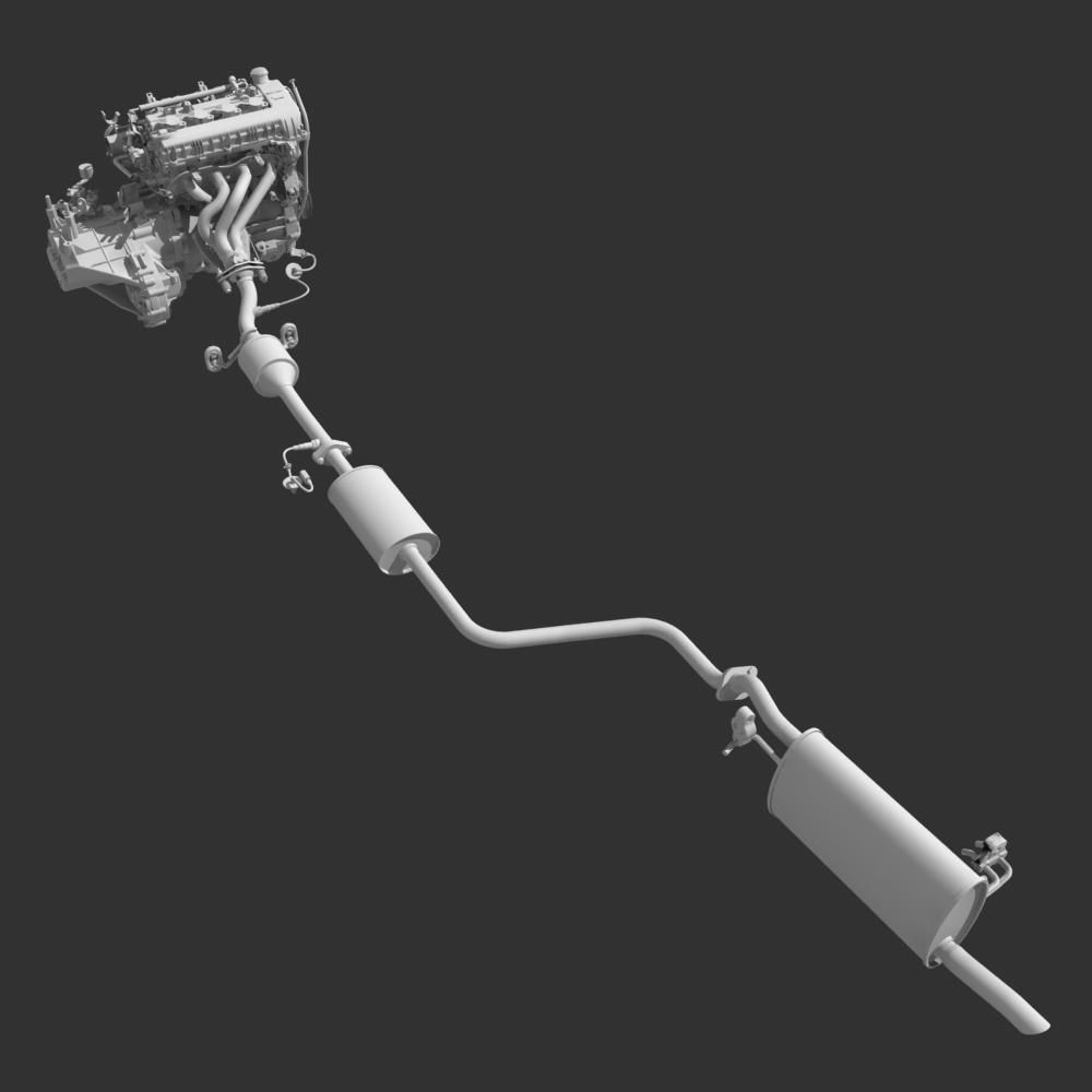 Engine with Transmission Exhaust 3D model_24