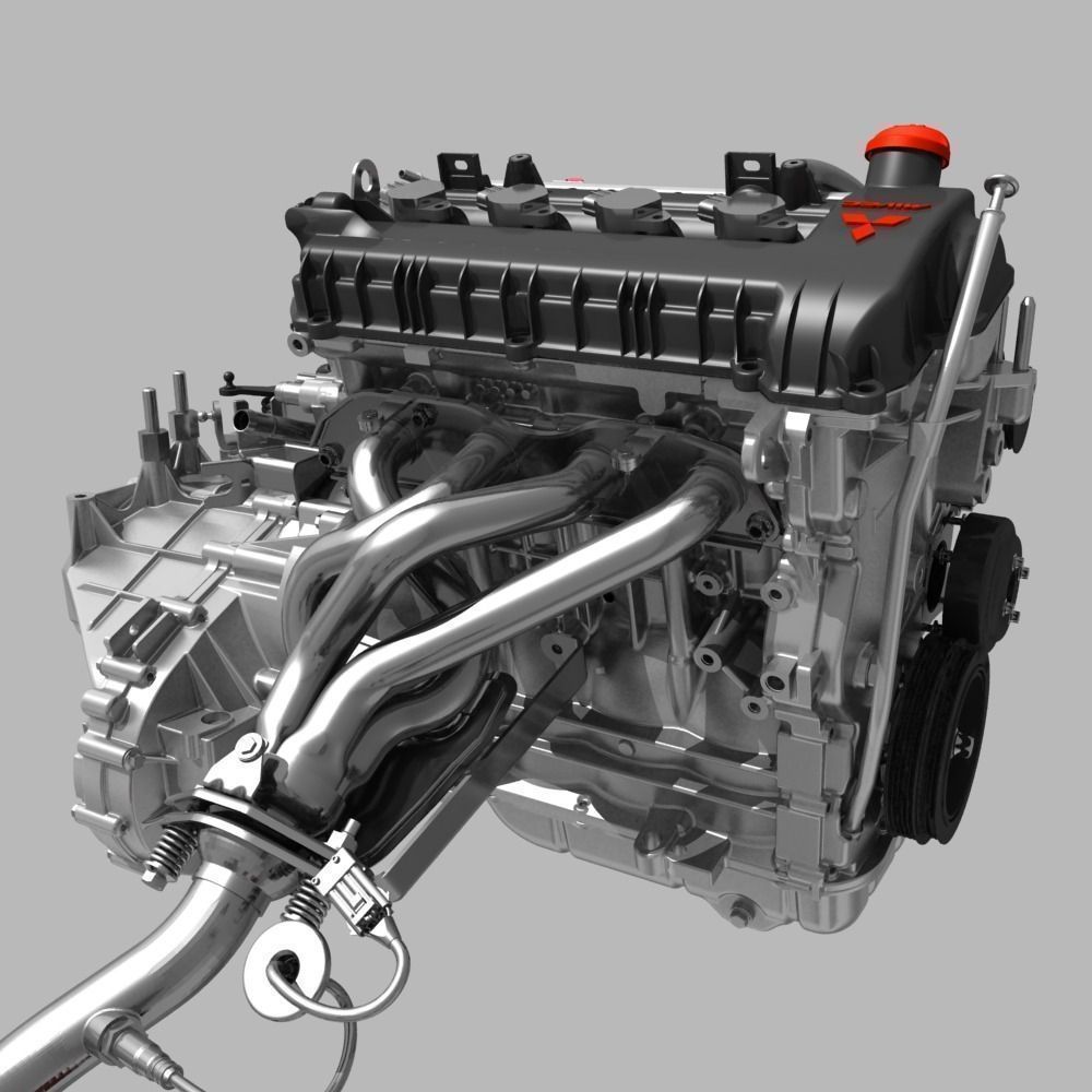 Engine with Transmission Exhaust 3D model_36