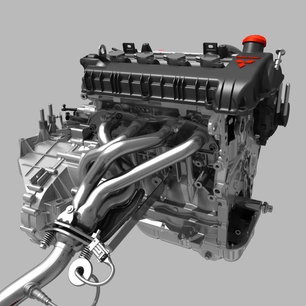 Engine with Transmission Exhaust 3D model_17