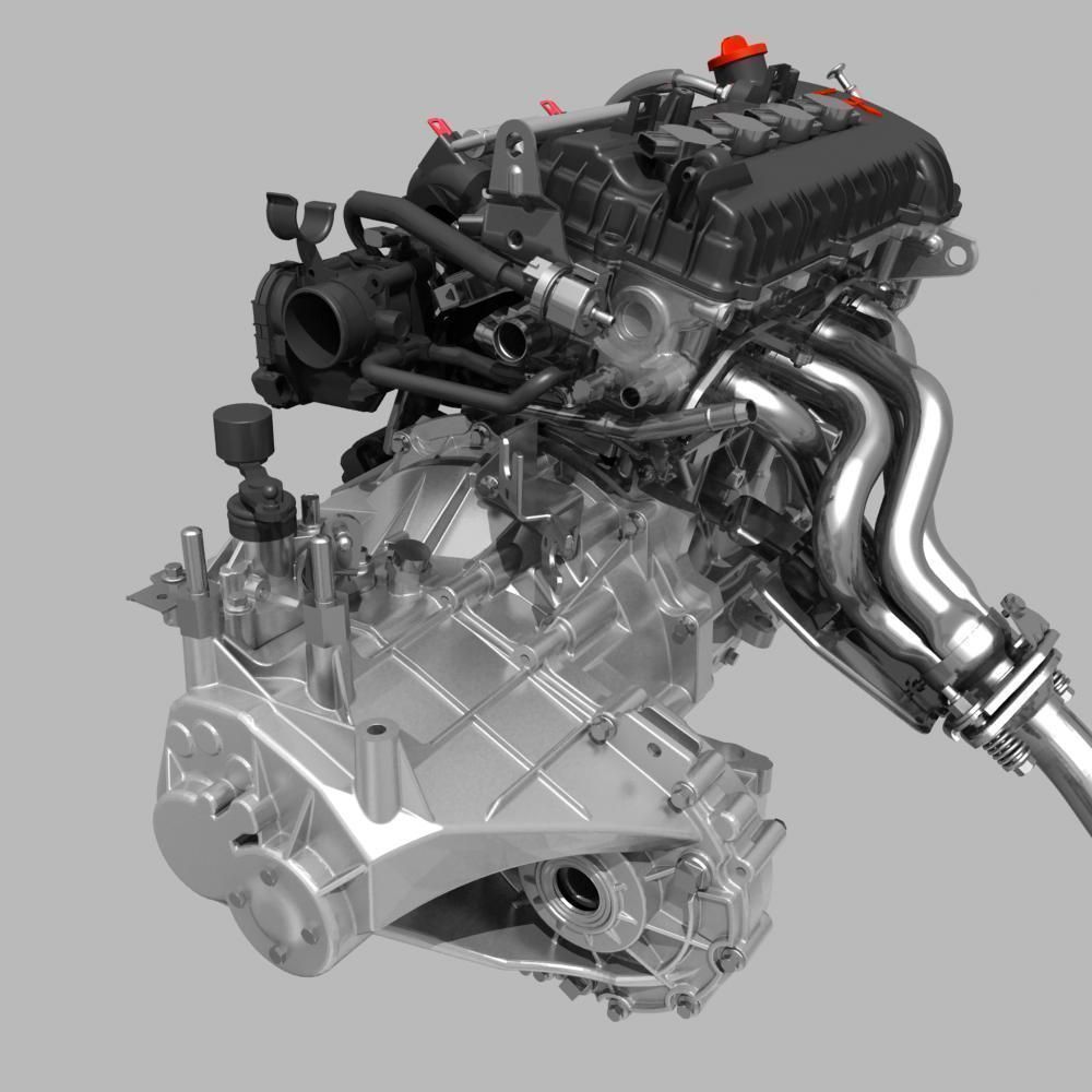 Engine with Transmission Exhaust 3D model_11