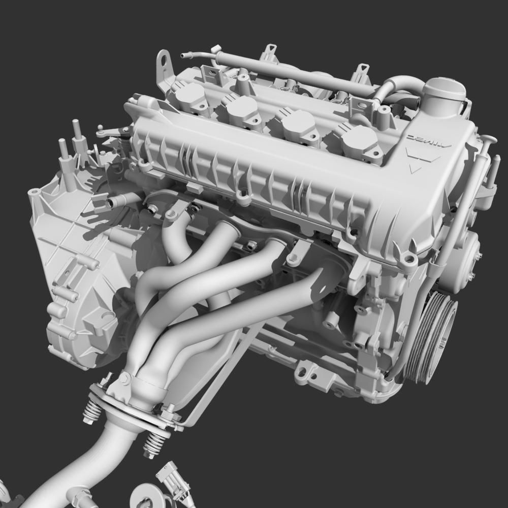 Engine with Transmission Exhaust 3D model_25
