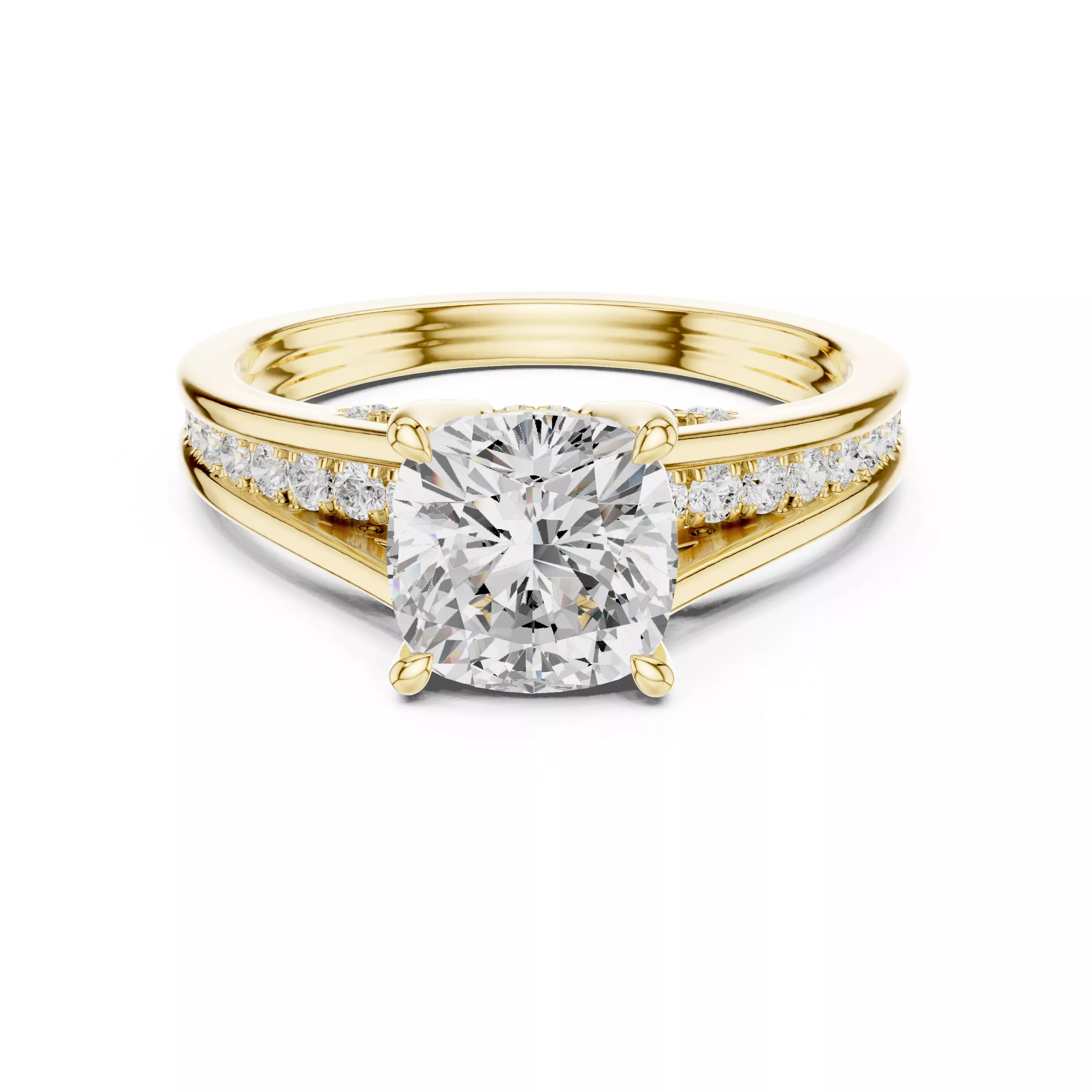 Cushion Solitaire Ring 3D print model 3D print model 3D print model