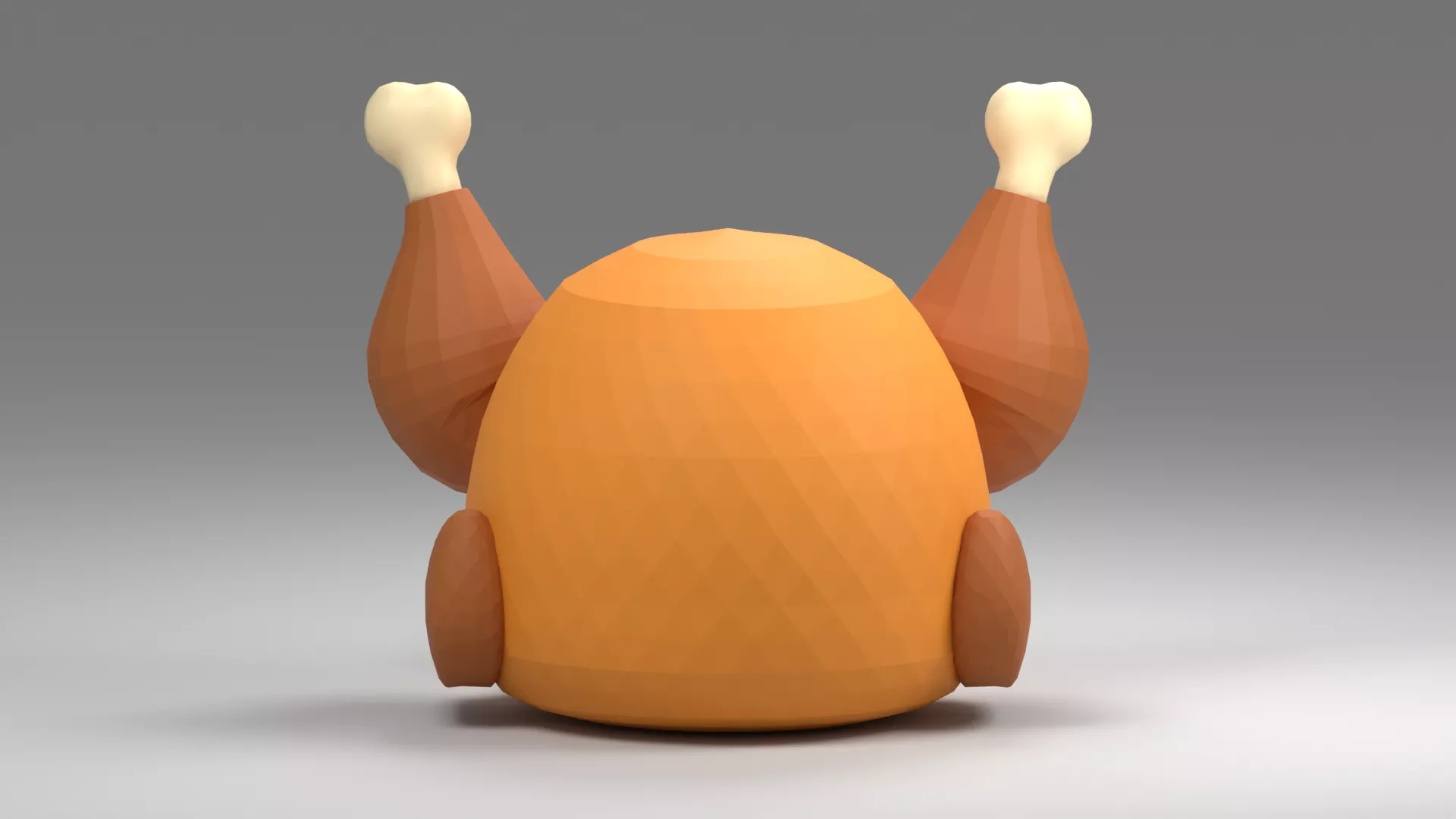 Golden Roast Chicken with Raised Drumsticks Low-poly 3D model