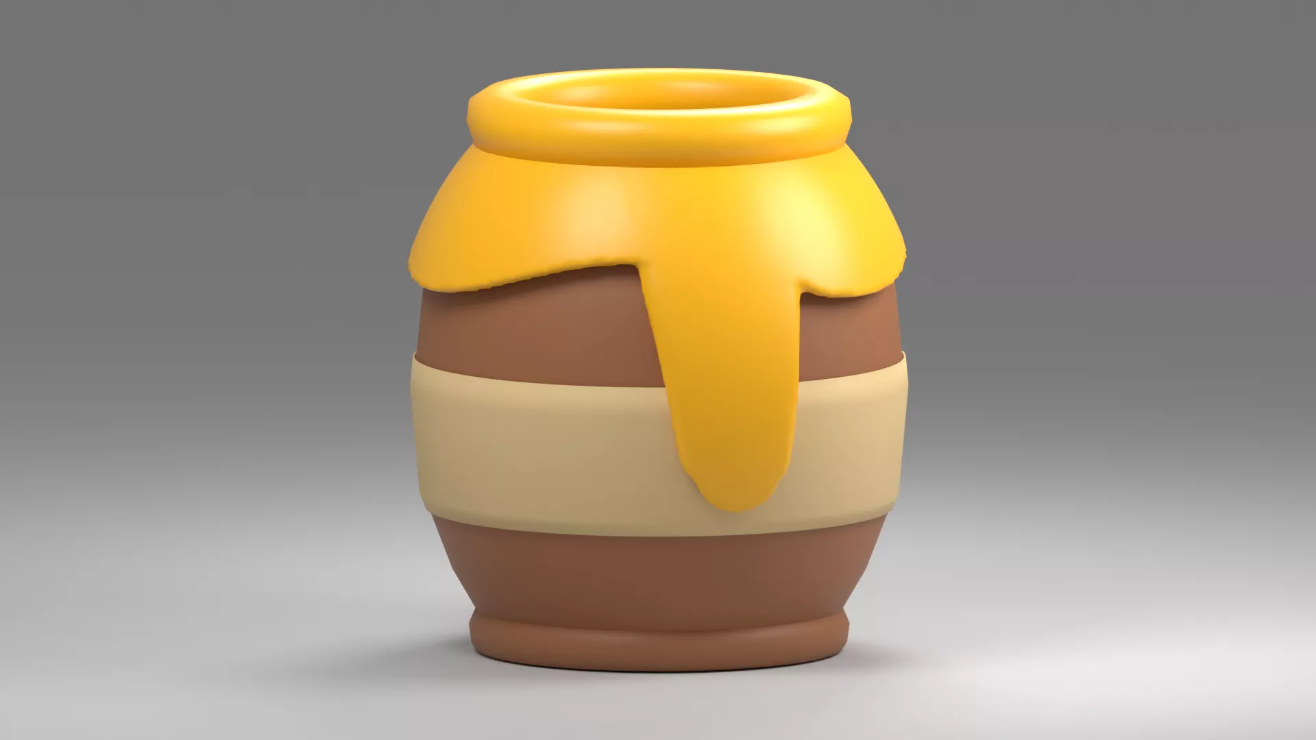 Open Honey Pot with Golden Drips Low-poly 3D model