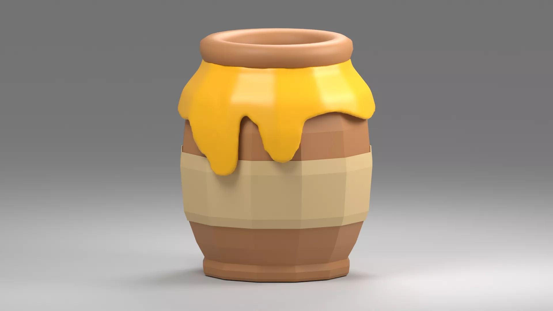 Faceted Honey Jar with Rolled Rim Low-poly 3D model