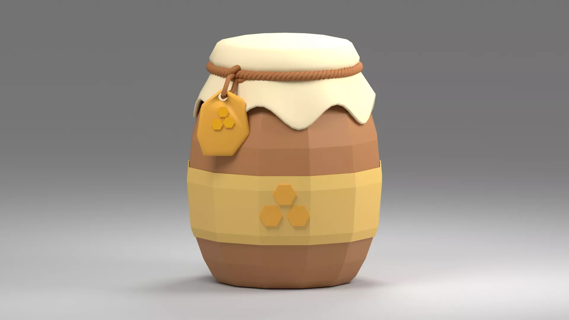 Covered Honey Crock with Cream Cloth Lid Low-poly 3D model