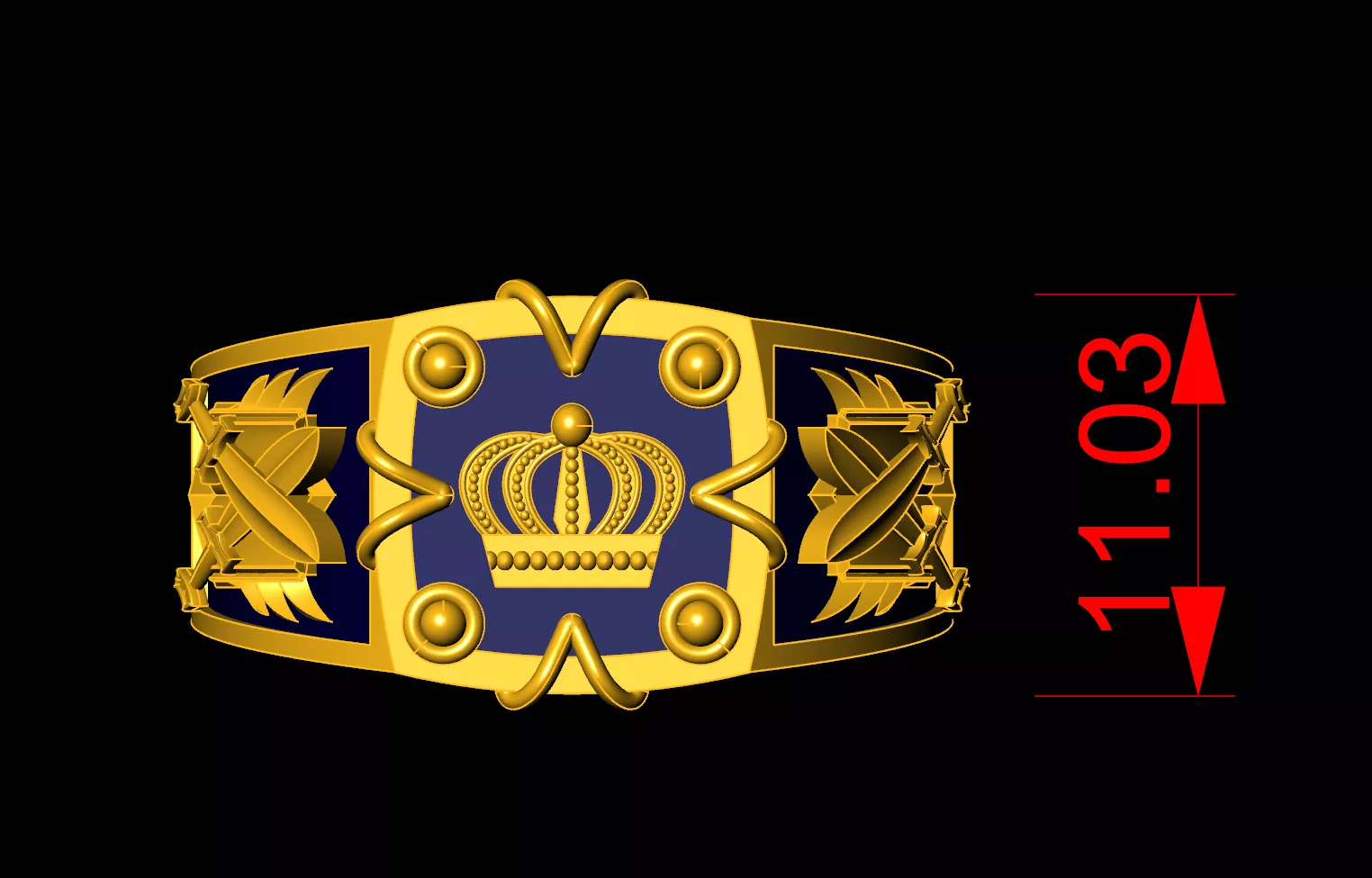 Royal Crown and Crossed Swords Signet 3D print model