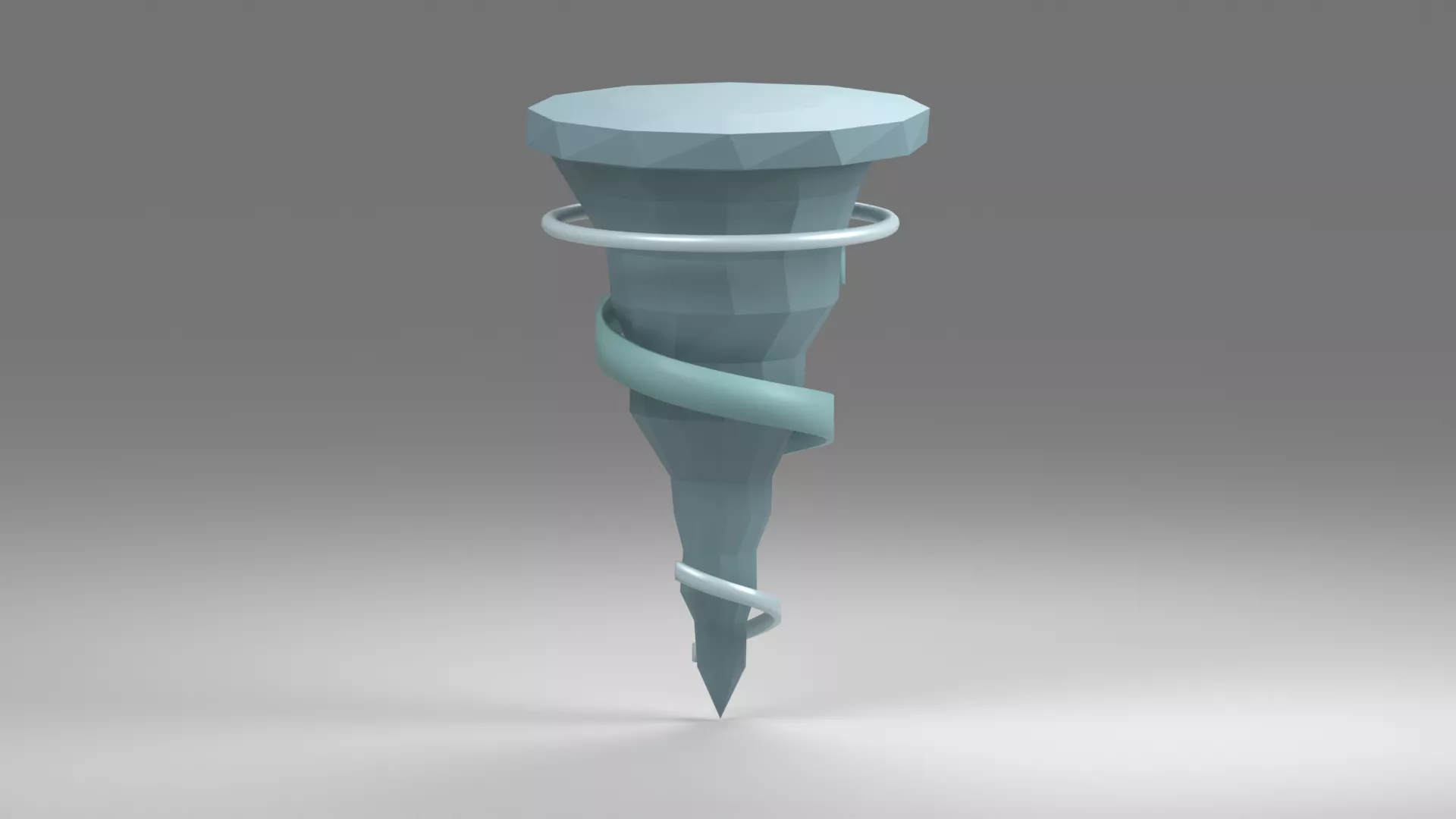 Teal Twister Funnel with Swirling Wind Low-poly 3D model