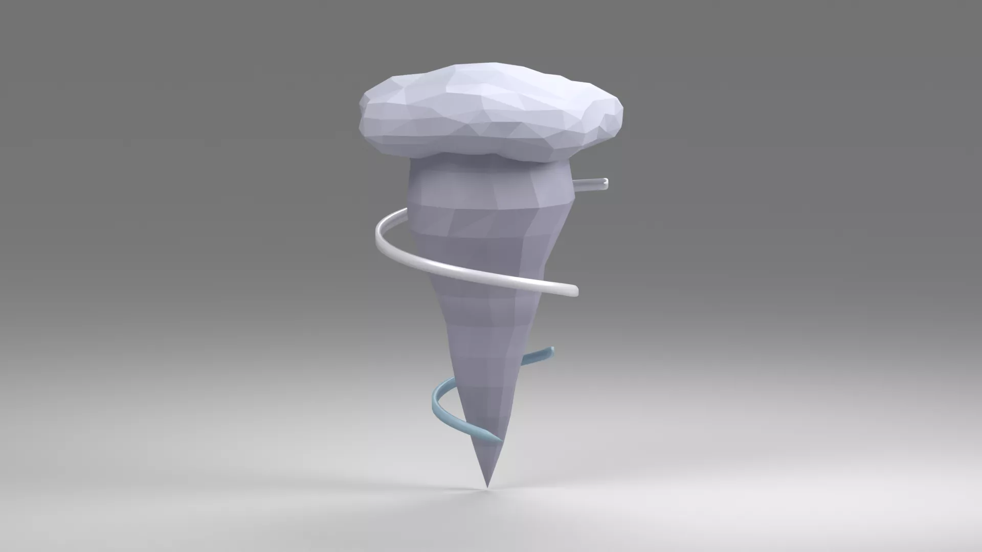 Pale Storm Funnel with Cloud Cap Low-poly 3D model