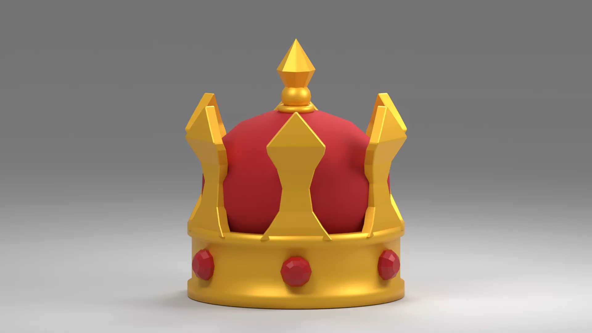Red Velvet Royal Crown with Gold Points Low-poly 3D model