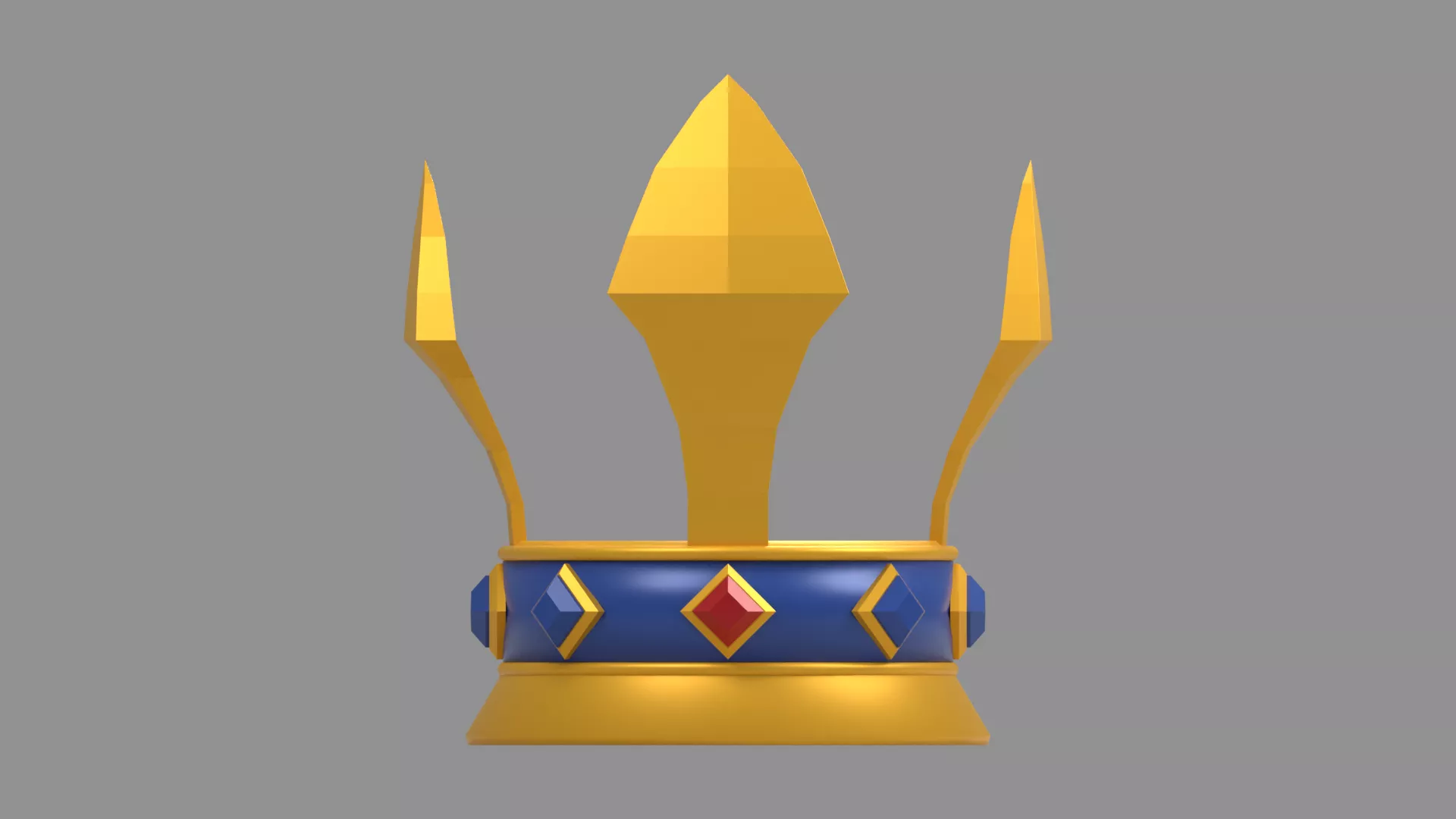 Open Gold Crown with Blue Jeweled Band Low-poly 3D model