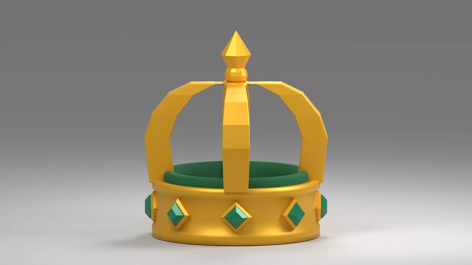 Arched Monarch Crown with Green Insets Low-poly 3D model