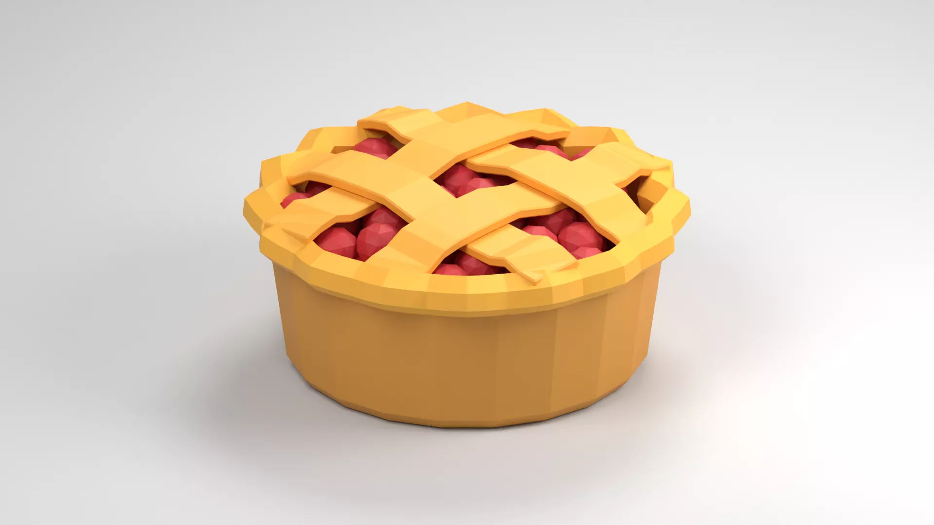 Deep Dish Cherry Pie with Lattice Crust Low-poly 3D model