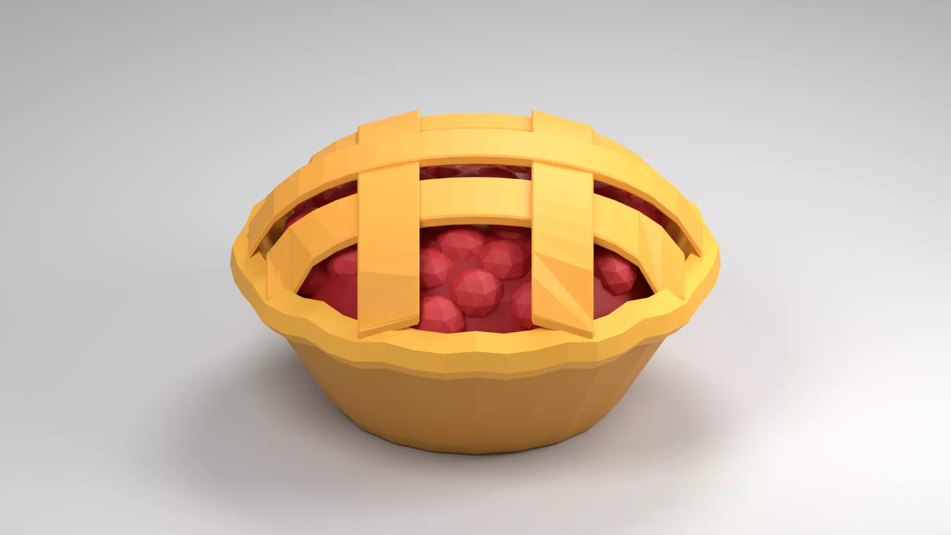 Rounded Cherry Tart with Crossed Pastry Strips Low-poly 3D model