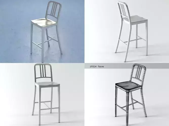 Navy Barstool 3D model