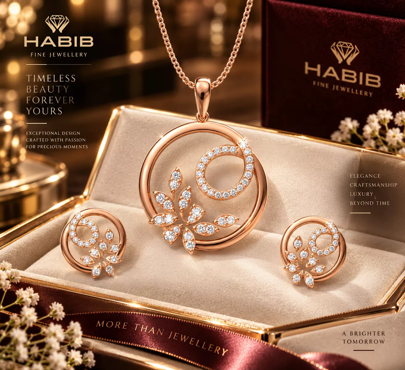 Diamond Pendant Earrings Set 3D Model 3D print model