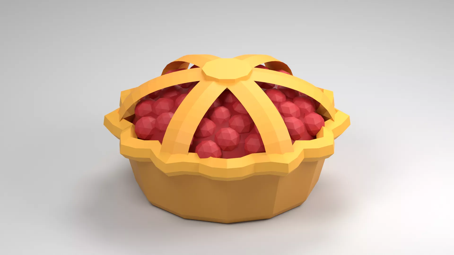 Scalloped Cherry Pie with Star Lattice Top Low-poly 3D model