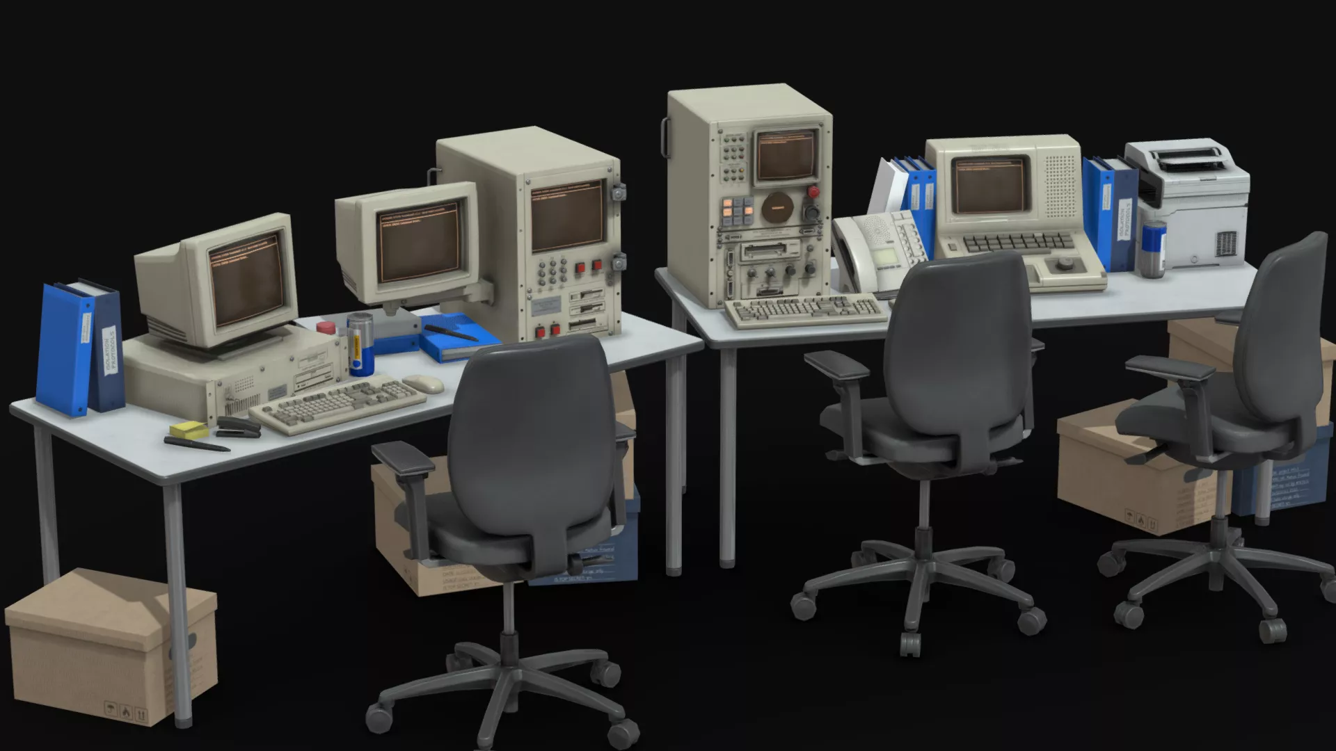90s Office props pack Low-poly 3D model