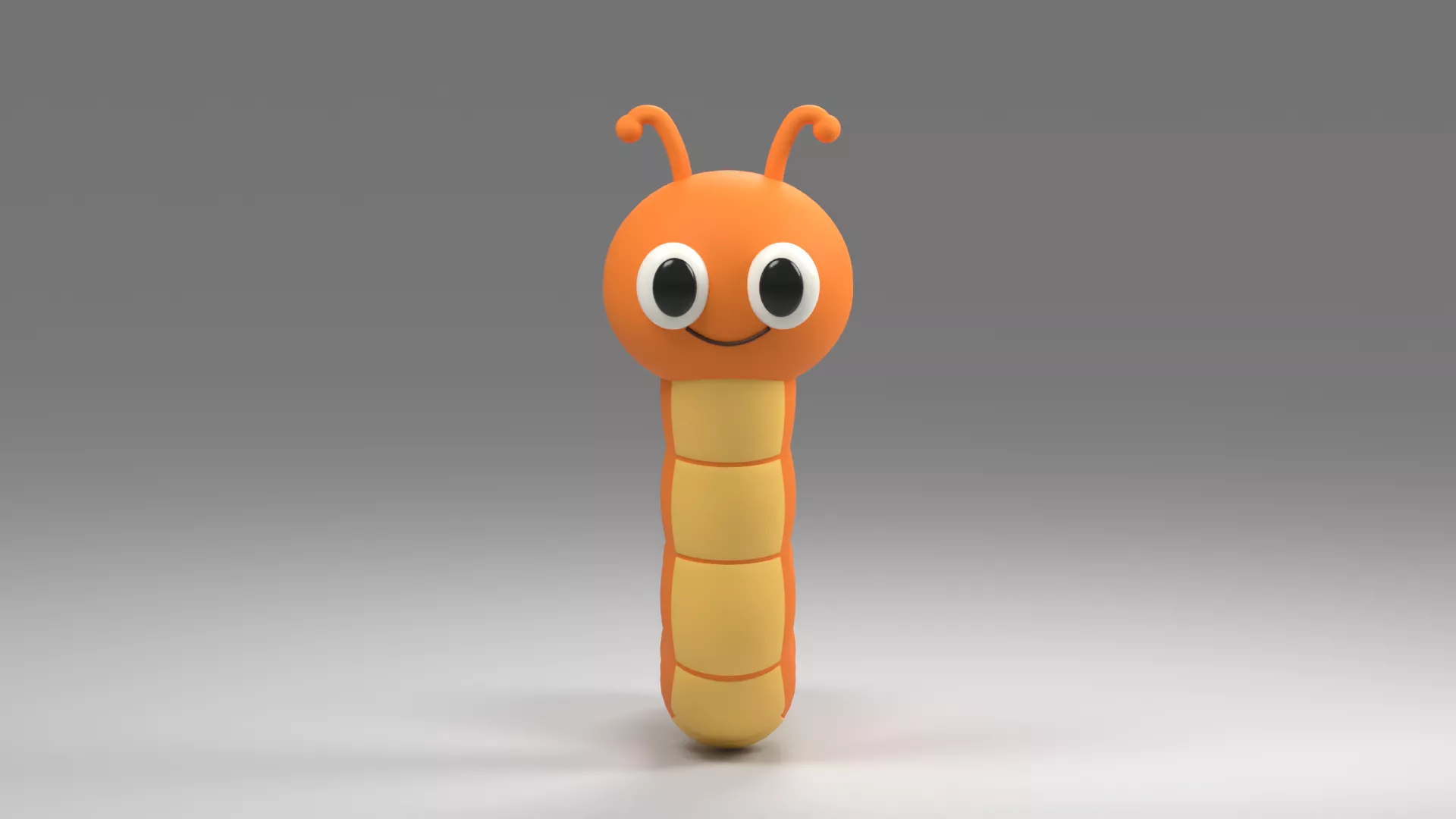 Orange Cartoon Worm with Curled Tail Low-poly 3D model